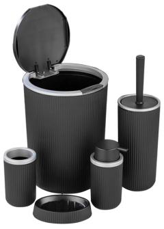 Набор для ванной комнаты (5 предметов), черно-серый Boxup FT-410