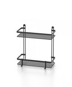 2-tier shelf with hooks matte black 25*12*27 cm ES067H